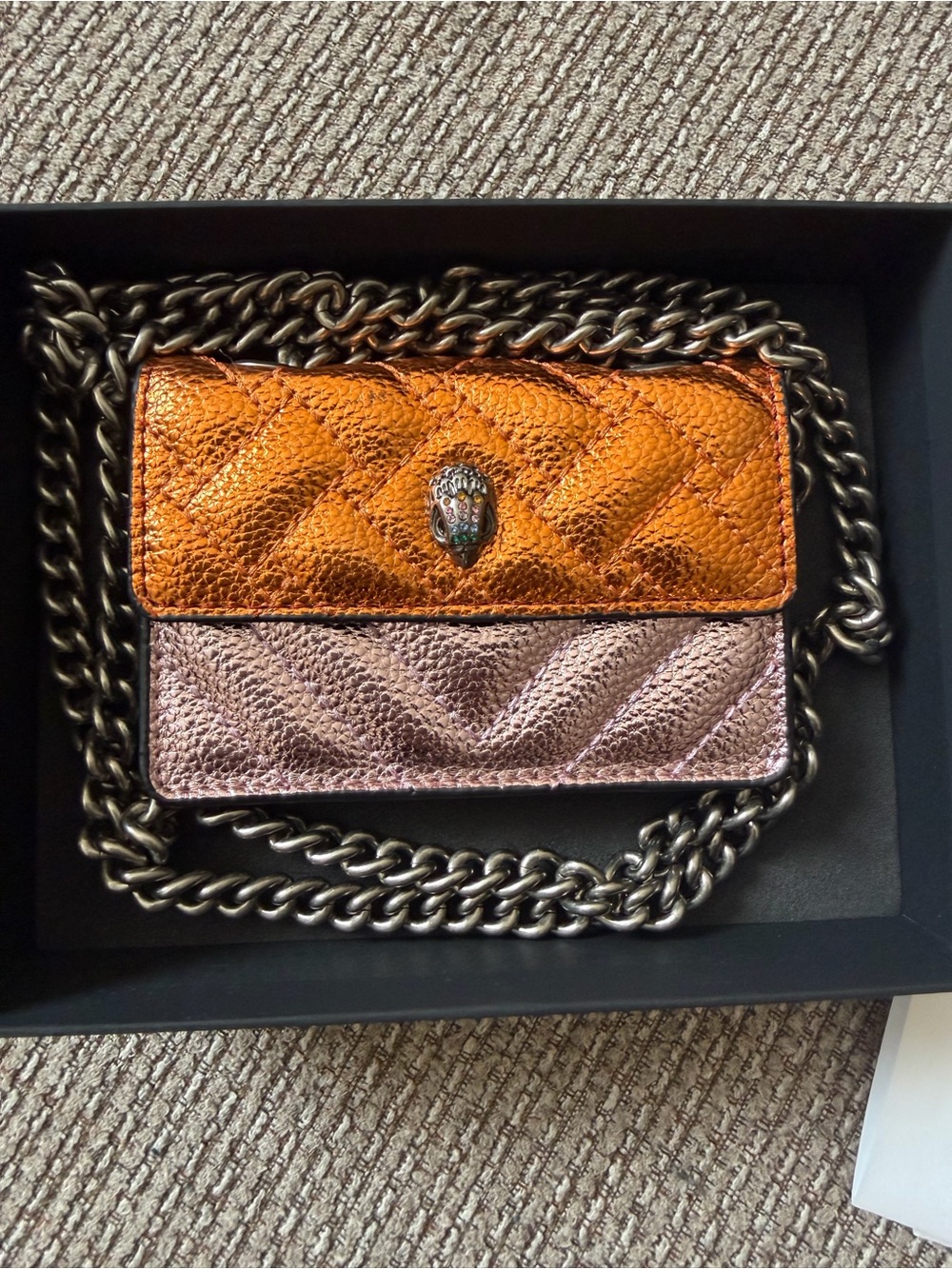 Kurt Geiger Micro Kensington - Metallic Chain Crossbody